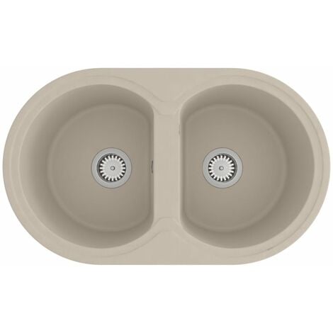 Kitchen Sink Double Basins Oval Beige Granite