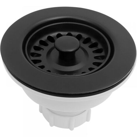 Kitchen sink drain kit with removable basket strainer/sink plug for 3.5-inch drain openings, black, 1 piece