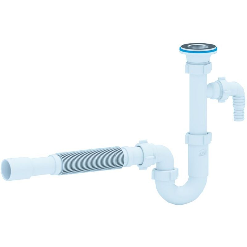 Kitchen Sink Drain Waste Trap 6/4' x 40mm with Flexible Part + Dishwasher Input