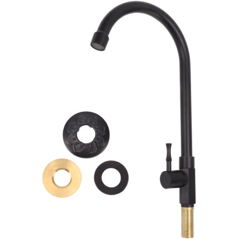 Kitchen Sink Faucet Vintage Copper Single Handle Hot and Cold Water Mixer Tap for Home Hotel Black