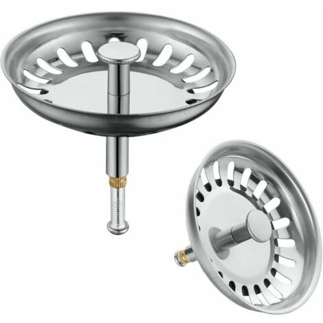 Kitchen Sink Filter Ø 79 mm, Stainless Steel Kitchen Sink Plug, 2 Kitchen Sink Filters, Sink Strainer Plug Filter with Adjustable Height