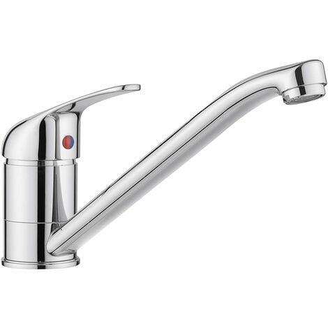 Kitchen Sink Mixer Tap Monobloc Single Top Lever Long Swivel Spout Solid Brass Traditional Faucet Chrome