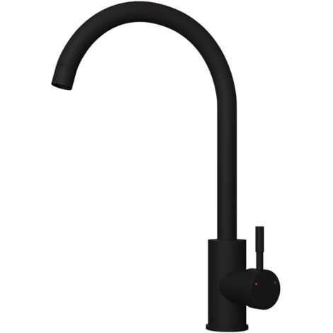 Kitchen Sink Mixer Tap With Swivel Spout Matt Black Finish Modern Style