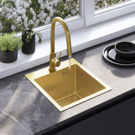 KITCHEN SINK REA LEO 40 BRUSH GOLD