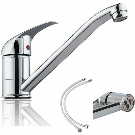 Kitchen Sink Taps Mono Basin Mixer Taps Faucet Modern Single Lever Chrome Kitchen Sink Swivel Spout Hot and Cold Water Mixer Sink Swivel Chrome Brass