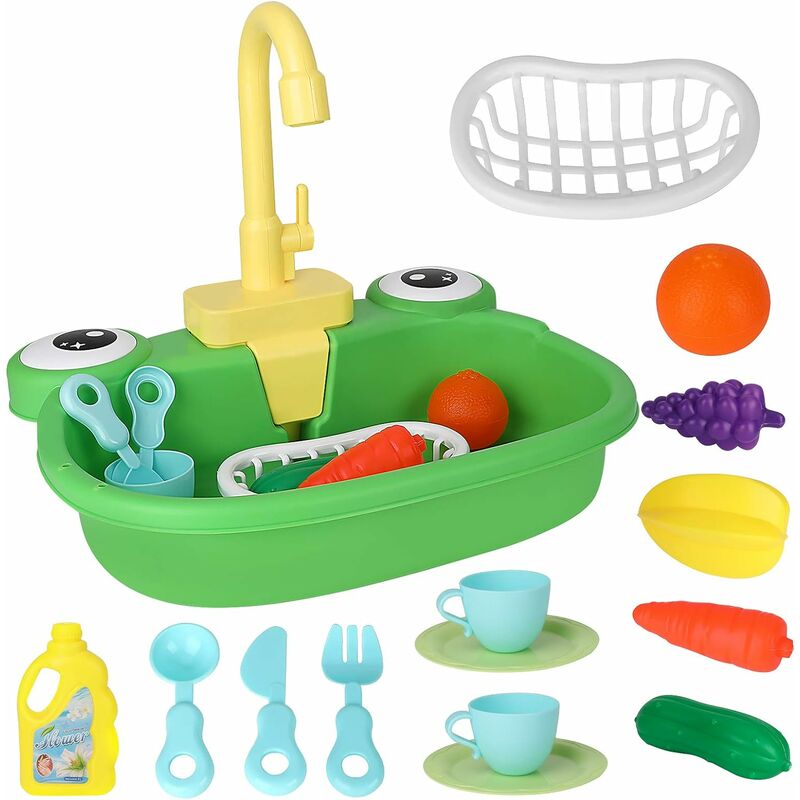 Kitchen Sink Toys, Dishwashing Kitchen Set with Water Faucet and Kitchen Accessories Pretend Play Kitchen Sinks Kitchen Sink Play Set
