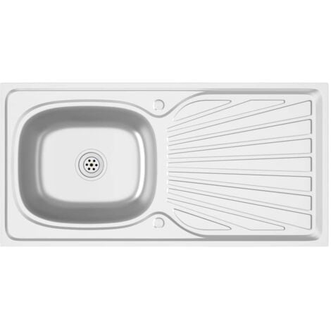 Kitchen Sink with Drainer Set Silver 1000x500x155 mm Stainless Steel vidaXL