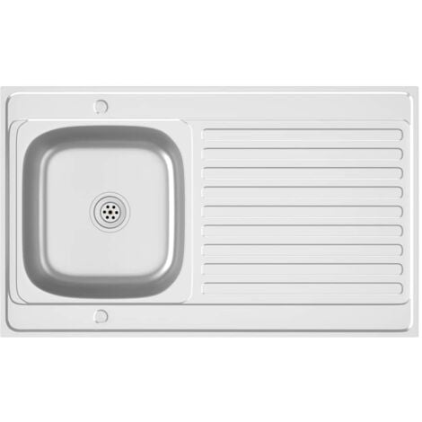 Kitchen Sink with Drainer Set Silver 1000x600x155 mm Stainless Steel vidaXL