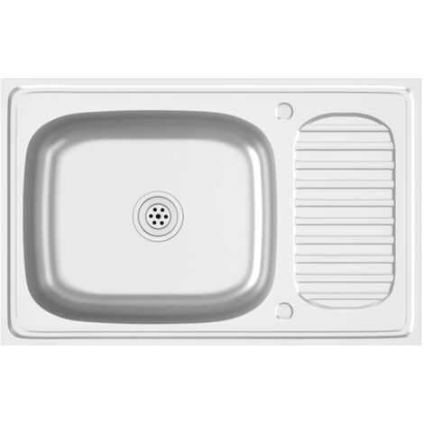 Kitchen Sink with Drainer Set Silver 800x500x155 mm Stainless Steel vidaXL