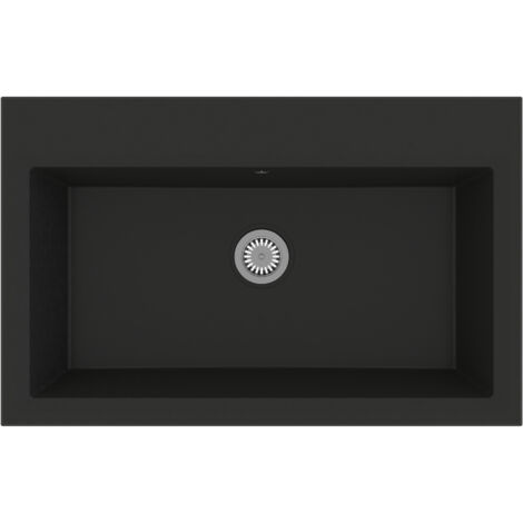 Kitchen Sink with Overflow Hole Black Granite