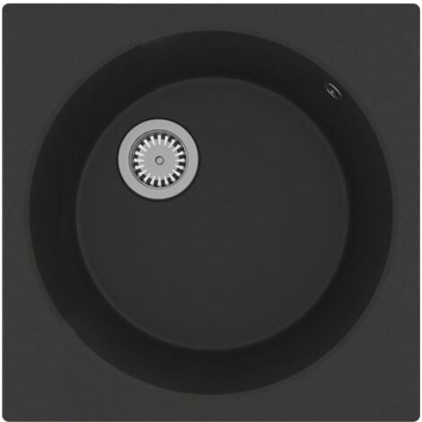 Kitchen Sink with Overflow Hole Black Granite vidaXL