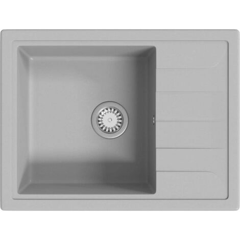 Kitchen Sink with Overflow Hole Oval Grey Granite