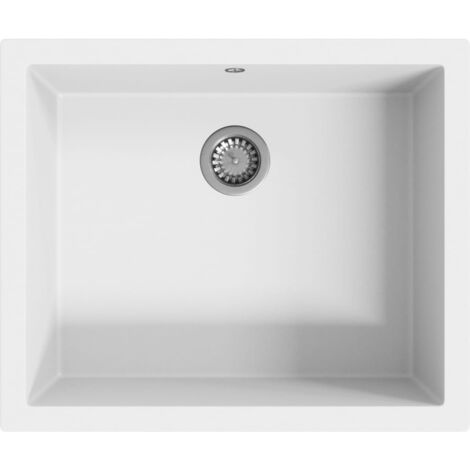 Kitchen Sink with Overflow Hole White Granite