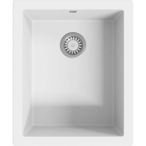 Kitchen Sink with Overflow Hole White Granite