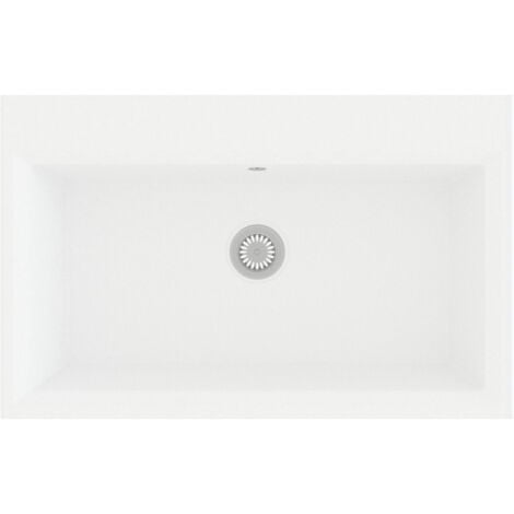 Kitchen Sink with Overflow Hole White Granite