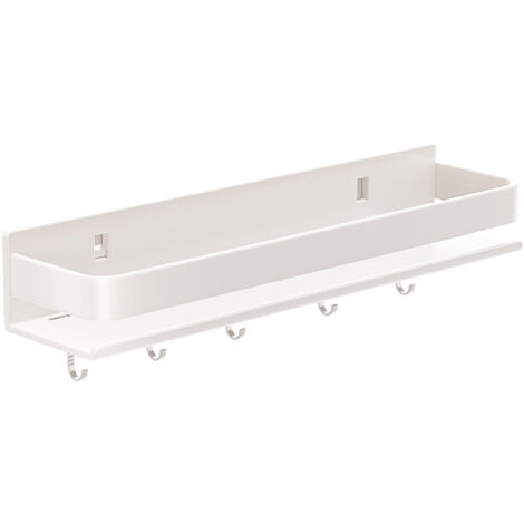Kitchen Spice Jar Rack Wall Mounted Multifunctional Carbon Steel Widened Seasoning Storage Shelf Organizer White