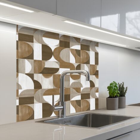 Kitchen Splashback Abstract - Retro - Brown 80x80 cm
