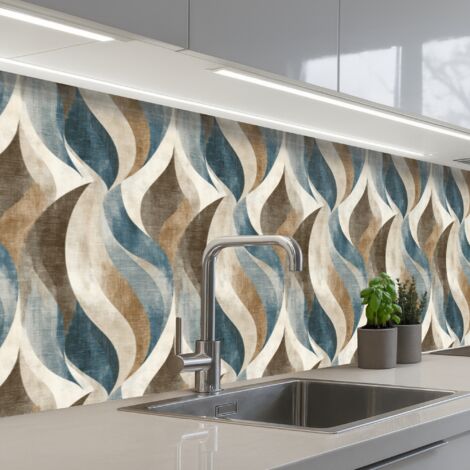 Kitchen Splashback Abstract - Waves - Colorful 400x80 cm