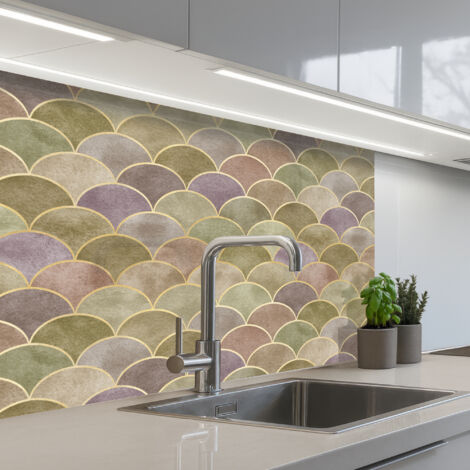 Kitchen Splashback Soft - Gold - Colorful 80x60 cm