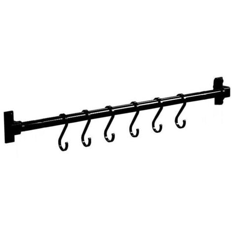 Kitchen storage accessories, hooks, utensil hanging bar, towel rack, drill-free installation, aluminum, 6 hooks - RAPANDA