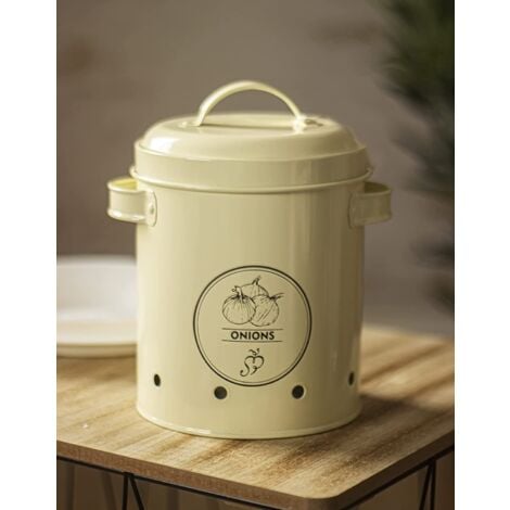 Kitchen Storage Container Metal Food Storage, Onion Tin Container