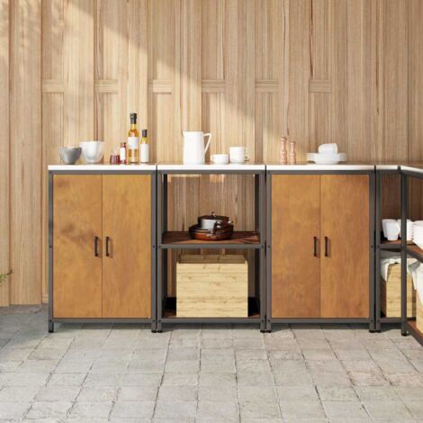 Kitchen Storage Set HATTEM 3 pcs Rusty Steel vidaXL