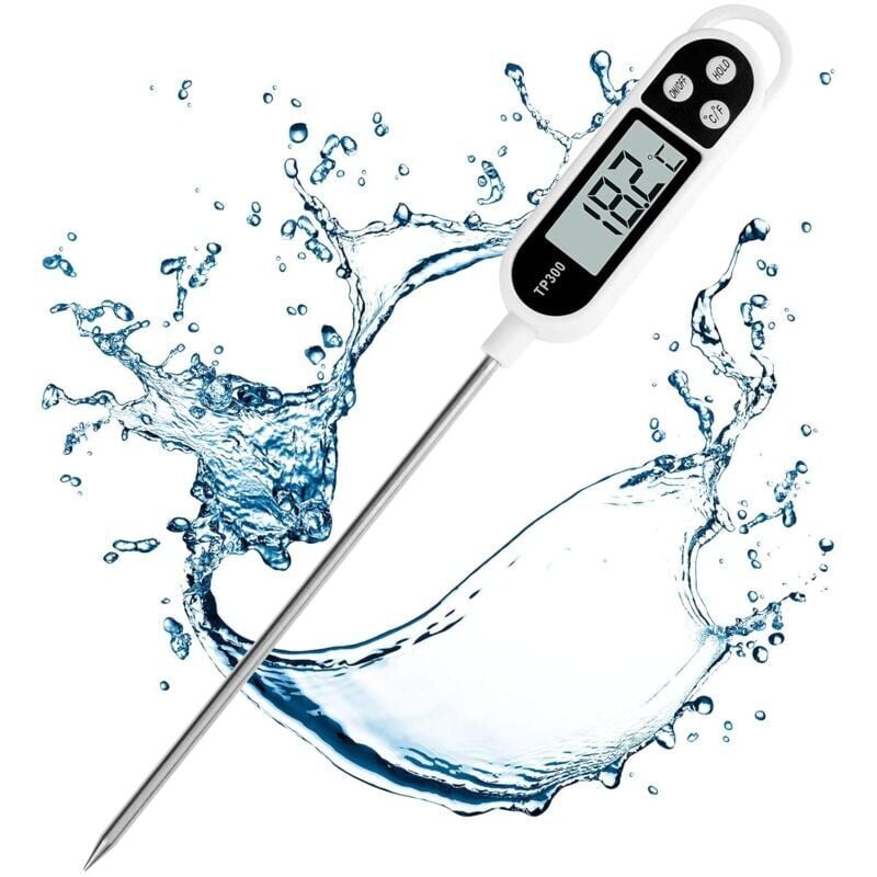 Aougo - Kitchen Thermometer, Digital Thermometer with Long Probe, Instant Read Cooking Thermometer, Meat Thermometer for Food, Meat, Oil, Milk, Wine,