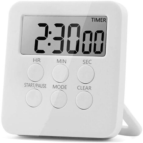 China Kitchen Timer,Egg Timer with Clock,Digital Timer Stopwatch with LCD Loud Alarm for Cooking,Baking, Sports,Learning,Etc, White