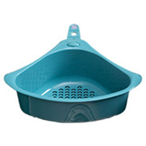 Kitchen Triangular Drain Basket Stable Easy Draining Corner Sink Strainer Basket for KitchenBlue