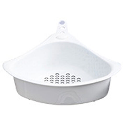 Kitchen Triangular Drain Basket Stable Easy Draining Corner Sink Strainer Basket for KitchenWhite