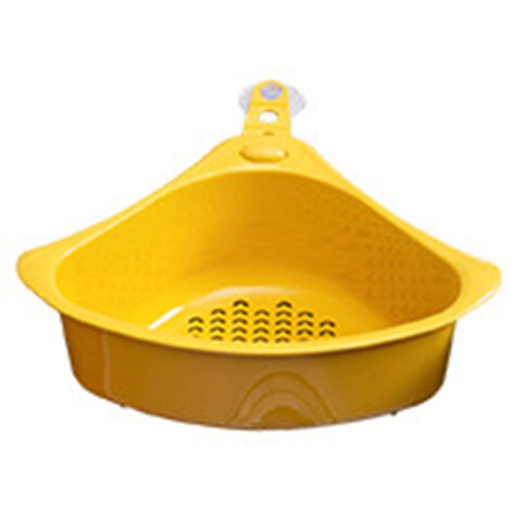 Kitchen Triangular Drain Basket Stable Easy Draining Corner Sink Strainer Basket for KitchenYellow