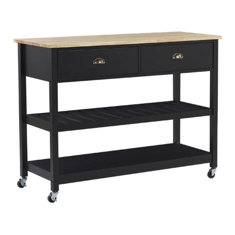 Kitchen Trolley NAVARINO Wood Black