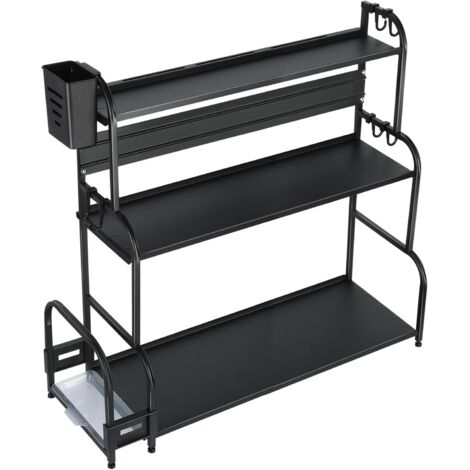 Kitchen Under Sink Shelf Under Sink Storage Cupboard Under Sink Organizer with Drawers for Kitchen Bathroom 29 x 38 x 49 cm (Black)