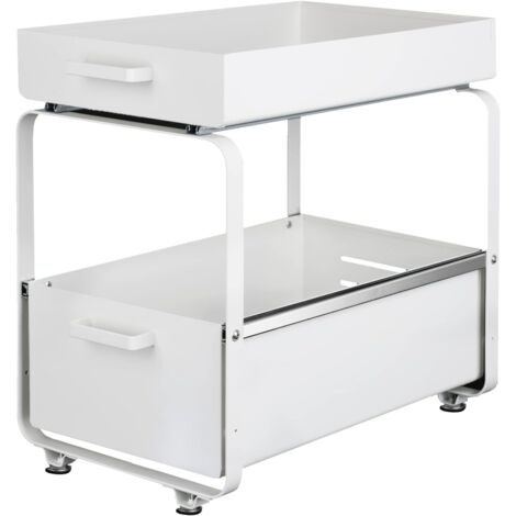 Kitchen Under Sink Shelf Under Sink Storage Cupboard Under Sink Organizer with Drawers for Kitchen Bathroom 29 x 38 x 49 cm (Black)