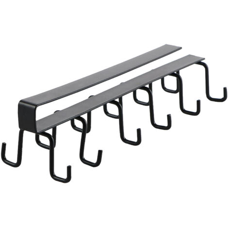 Kitchen Utensil Holder Hanger Iron Double Row Hook Spoon Shovel Shelving for Restaurant Black