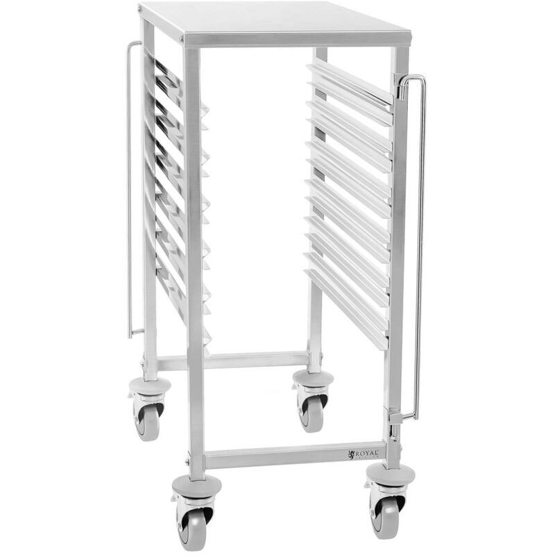 Royal Catering - Kitchen Wagon Bread Trolley 6 Gn Containers Stainless Steel Mobile Professional