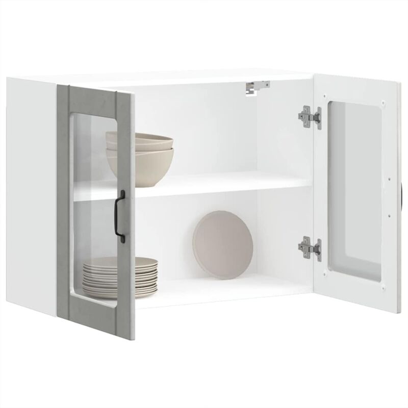 Vidaxl - Kitchen Wall Cabinet With Glass Door Lucca Concrete Grey Engineered Wood