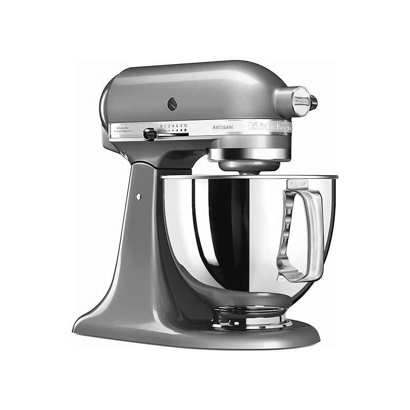 Image of KitchenAid, 5KSM125ECU, Robot da cucina Artisan con accessori di base, finiture color argento