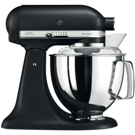 KitchenAid Artisan - 5KSM175PSEBY - Macchina da cucina professionale da 4,8 L con dotazione professionale e accessori aggiuntivi - colore Nero Acciaio Fuso