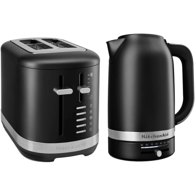 Kitchenaid - Breakfast Suite Matte Black 1.7L Kettle and 2 Slice Toaster Set