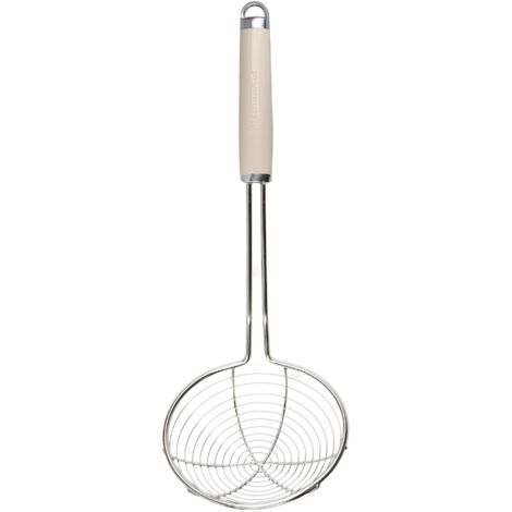 KitchenAid Cucchiaio Forato / Schiumarola a Ragnatela, Acciaio Inossidabile Resistente alla Ruggine, Sicuro in Lavastoviglie, 36 x 51 x 140 mm, Crema