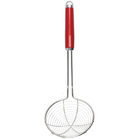KitchenAid Cucchiaio Forato / Schiumarola a Ragnatela, Acciaio Inossidabile Resistente alla Ruggine, Sicuro in Lavastoviglie, 36 x 51 x 140 mm, Rosso