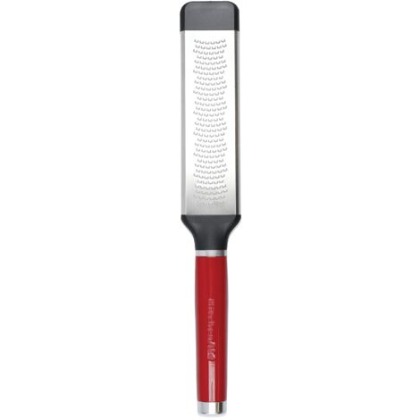 KitchenAid Grattugia con Manico in Acciaio Inossidabile, Taglio Fine, Bidirezionale – Color Rosso Imperiale