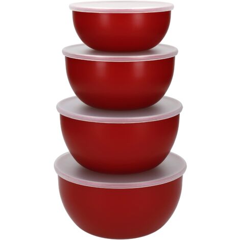 KitchenAid KQG176OSERE Ciotole con Coperchio, 4 Pezzi, Plastic, Rosso