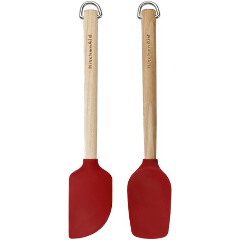 KitchenAid Set di 2 spatole in betulla di legno di betulla, colore rosso Impero