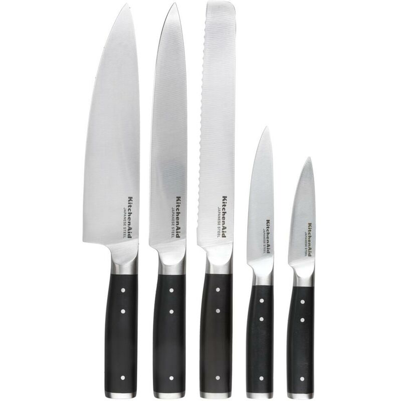 Image of Kitchenaid - set di coltelli classici da 6 pezzi con blocco, affilati coltelli da cucina in acciaio giapponese ad alto tenore di carbonio e supporto