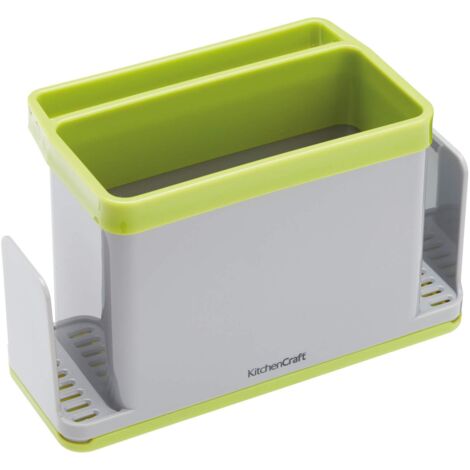KitchenCraft 4-in-1 Plastica per lavello cucina, 19,5 x 9,5 x 12 cm (7,5" x 3,5" x 4,5") - Grigio / Verde