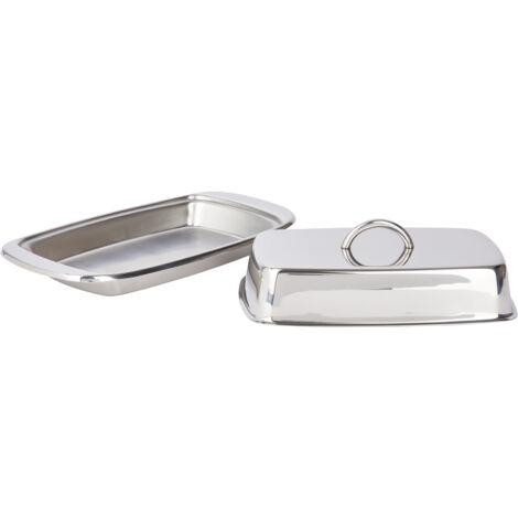 KitchenCraft Butterdose mit Deckel ofEdelstahl, 19,5 x 10 x 8 cm