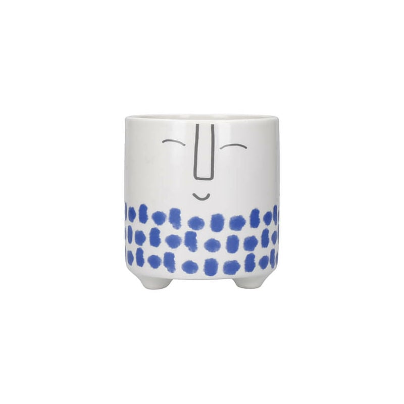 Image of Ceramic Pot Happy Face Design Blue - Kitchencraft