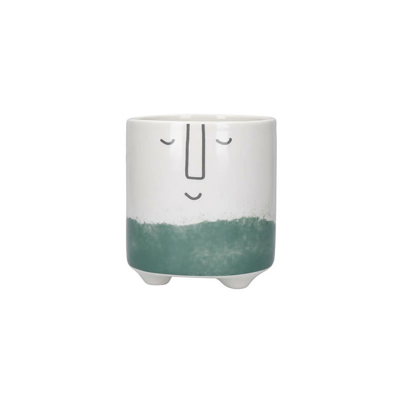 Image of Ceramic Pot Happy Face Design Green - Kitchencraft
